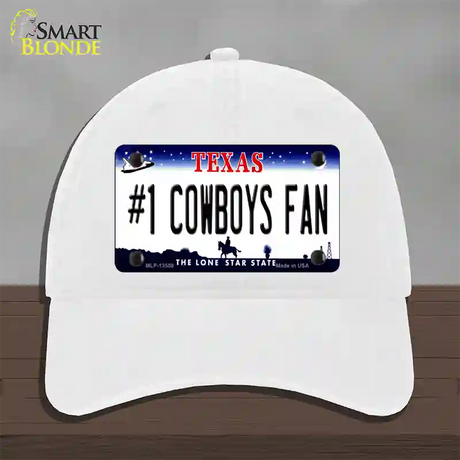 Number 1 Cowboys Fan Novelty License Plate Hat Tag Unconstructed Cotton / White