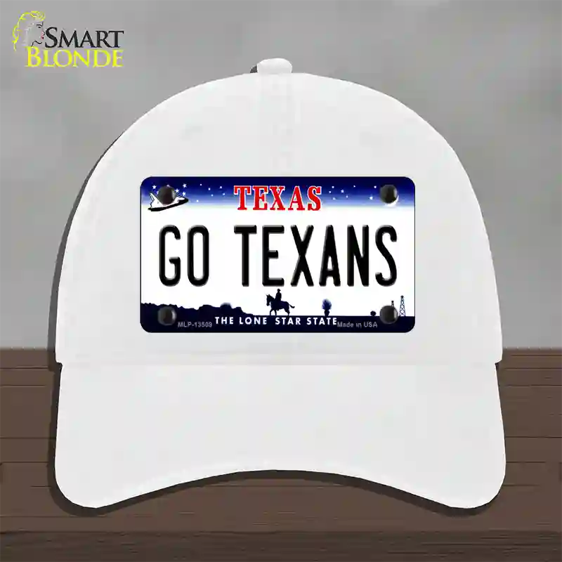 Go Texans Novelty License Plate Hat Tag Unconstructed Cotton / White