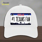 Number 1 Texans Fan Novelty License Plate Hat Tag Unconstructed Cotton / White