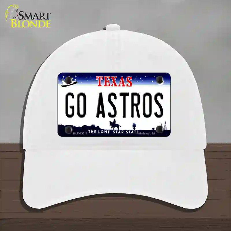 Go Astros Novelty License Plate Hat Tag Unconstructed Cotton / White