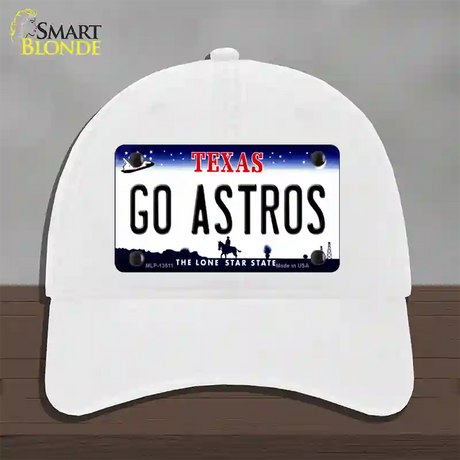 Go Astros Novelty License Plate Hat Tag Unconstructed Cotton / White