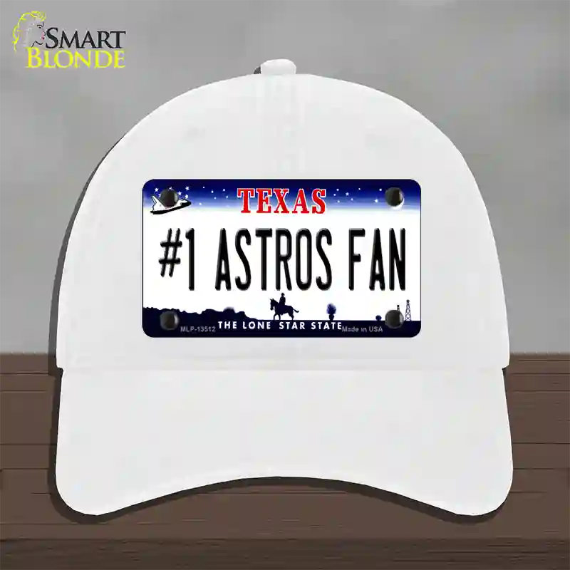 Number 1 Astros Fan Novelty License Plate Hat Tag Unconstructed Cotton / White