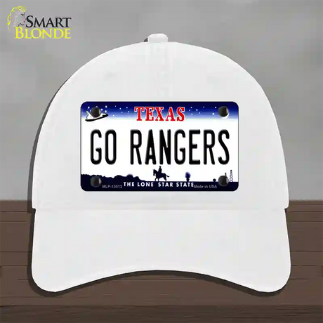 Go Rangers Texas Novelty License Plate Hat Tag Unconstructed Cotton / White