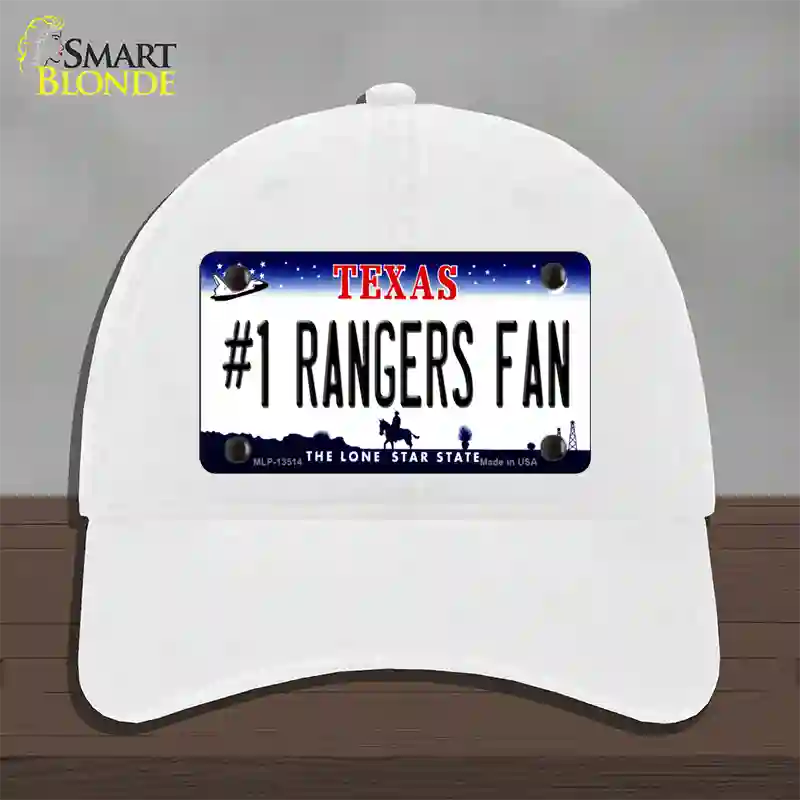 Number 1 Rangers Fan Texas Novelty License Plate Hat Tag Unconstructed Cotton / White