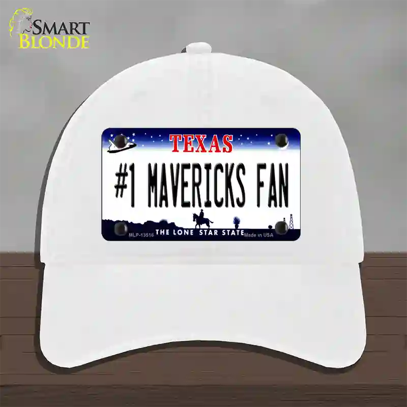 Number 1 Mavericks Fan Novelty License Plate Hat Tag Unconstructed Cotton / White