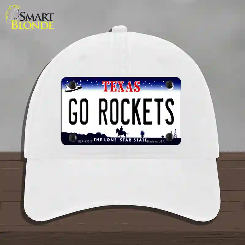 Go Rockets Novelty License Plate Hat Tag Unconstructed Cotton / White