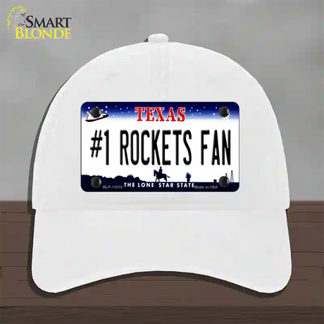 Number 1 Rockets Fan Novelty License Plate Hat Tag Unconstructed Cotton / White