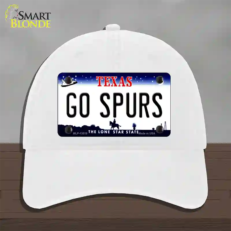 Go Spurs Novelty License Plate Hat Tag Unconstructed Cotton / White