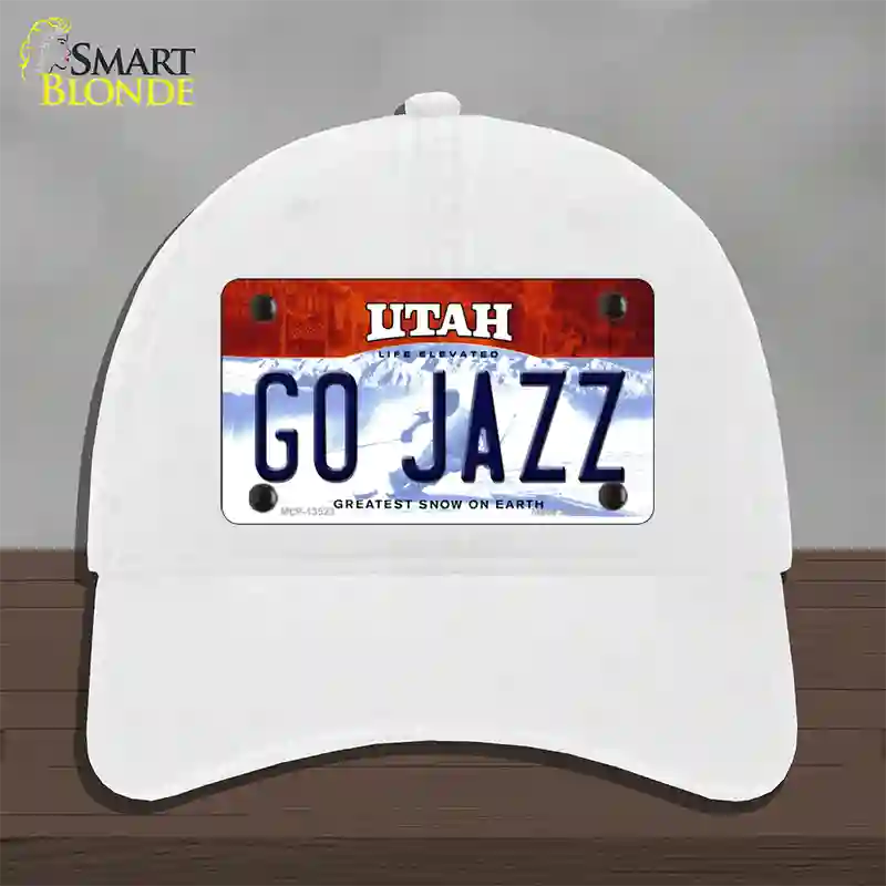 Go Jazz Novelty License Plate Hat Tag Unconstructed Cotton / White