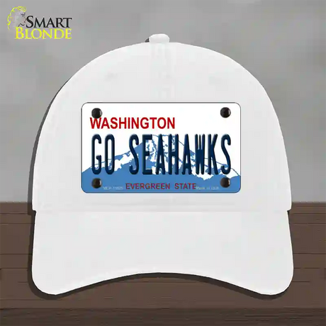 Go Seahawks Novelty License Plate Hat Tag Unconstructed Cotton / White