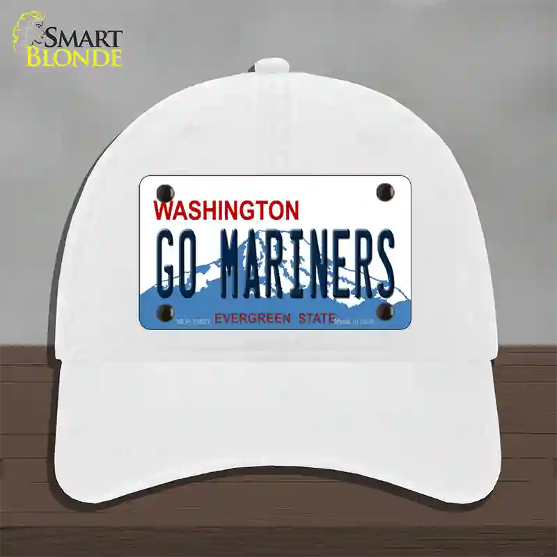 Go Mariners Novelty License Plate Hat Tag Unconstructed Cotton / White