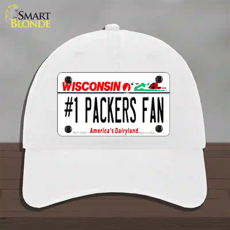 Number 1 Packers Fan Novelty License Plate Hat Tag Unconstructed Cotton / White