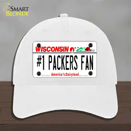 Number 1 Packers Fan Novelty License Plate Hat Tag Unconstructed Cotton / White