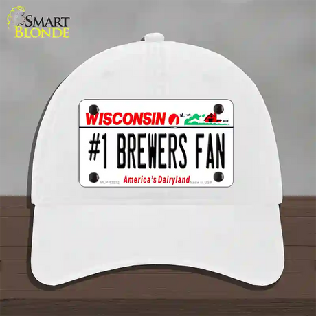 Number 1 Brewers Fan Novelty License Plate Hat Tag Unconstructed Cotton / White