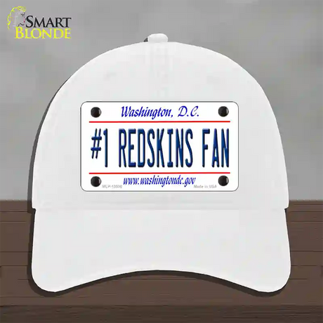 Number 1 Redskins Fan Novelty License Plate Hat Tag Unconstructed Cotton / White