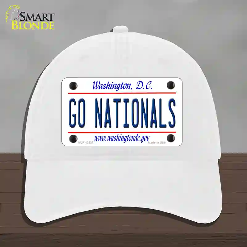 Go Nationals Novelty License Plate Hat Tag Unconstructed Cotton / White