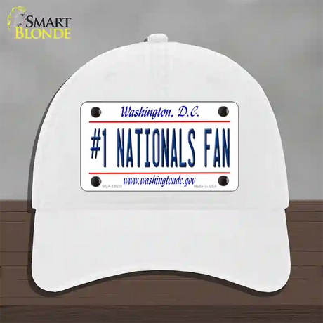 Number 1 Nationals Fan Novelty License Plate Hat Tag Unconstructed Cotton / White