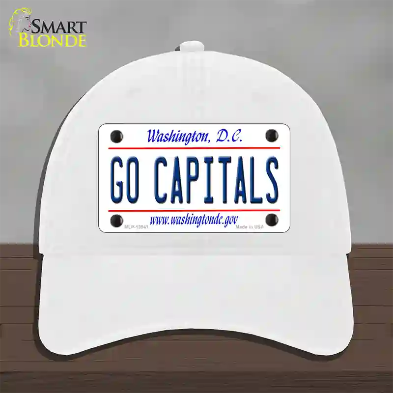 Go Capitals Novelty License Plate Hat Tag Unconstructed Cotton / White