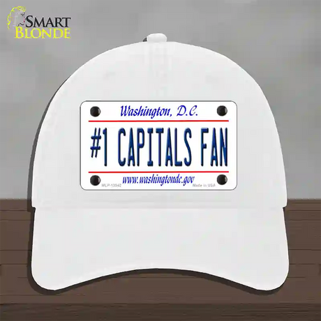 Number 1 Capitals Fan Novelty License Plate Hat Tag Unconstructed Cotton / White