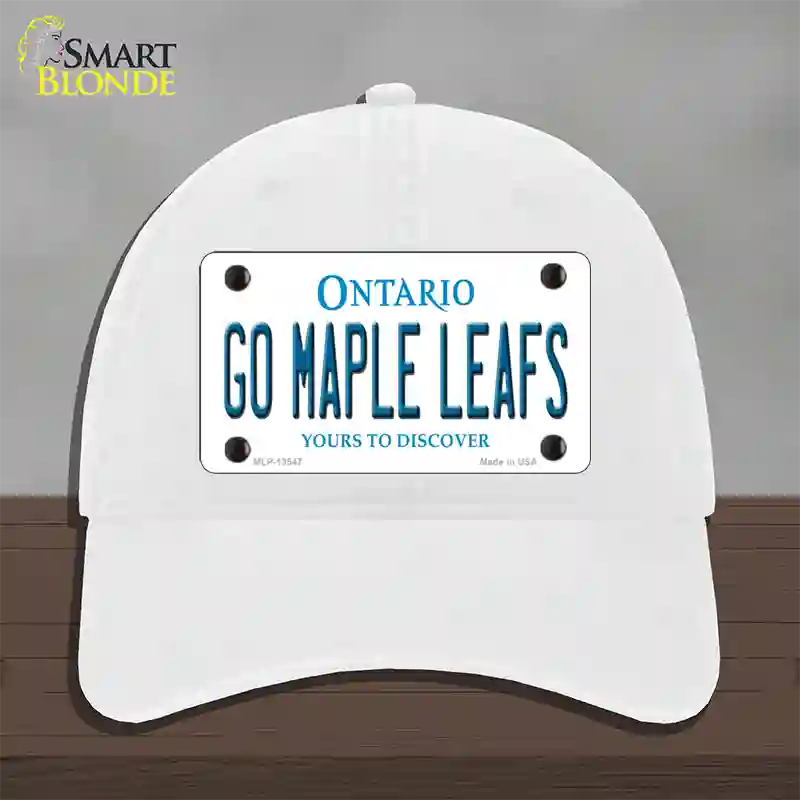 Go Maple Leafs Novelty License Plate Hat Tag Unconstructed Cotton / White