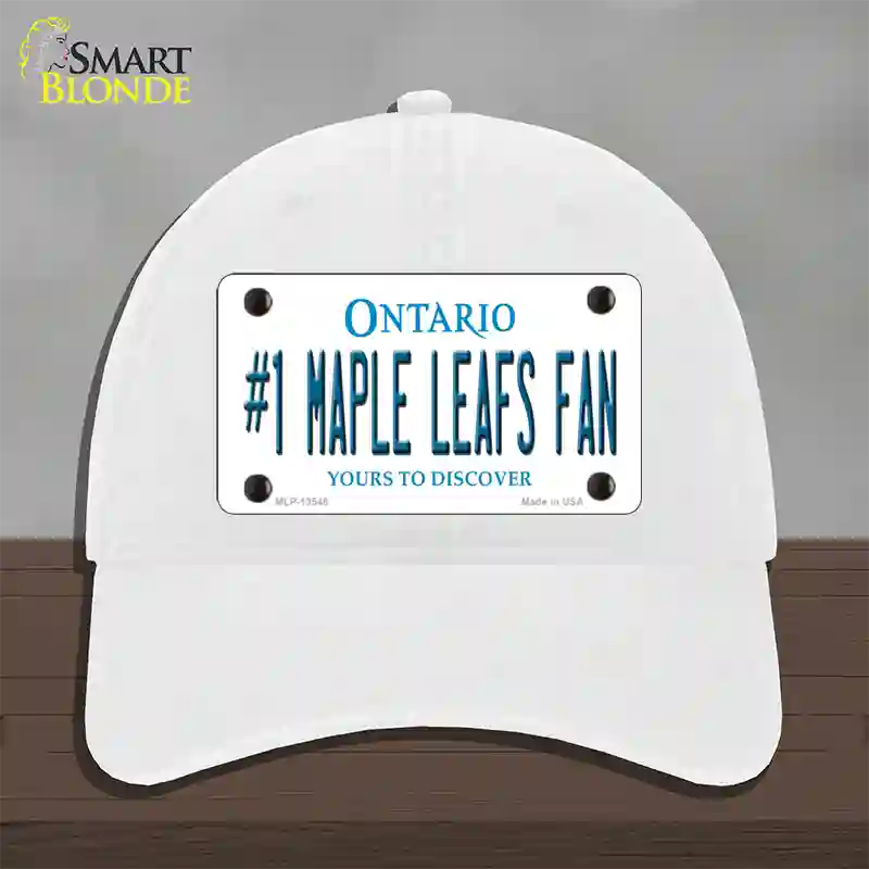 Number 1 Maple Leafs Fan Novelty License Plate Hat Tag Unconstructed Cotton / White