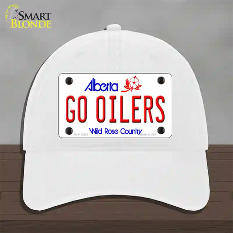 Go Oilers Novelty License Plate Hat Tag Unconstructed Cotton / White