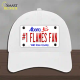 Number 1 Flames Fan Novelty License Plate Hat Tag Unconstructed Cotton / White