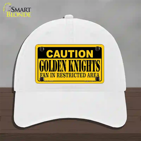 Caution Golden Knights Novelty License Plate Hat Tag Unconstructed Cotton / White