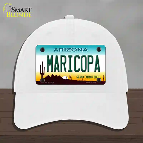 Maricopa Arizona Novelty License Plate Hat Tag Unconstructed Cotton / White