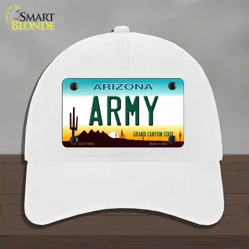 Army Arizona Novelty License Plate Hat Tag Unconstructed Cotton / White