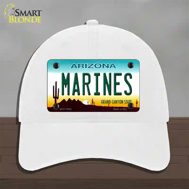 Marines Arizona Novelty License Plate Hat Tag Unconstructed Cotton / White