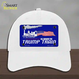 Trump Train Novelty License Plate Hat Tag Unconstructed Cotton / White