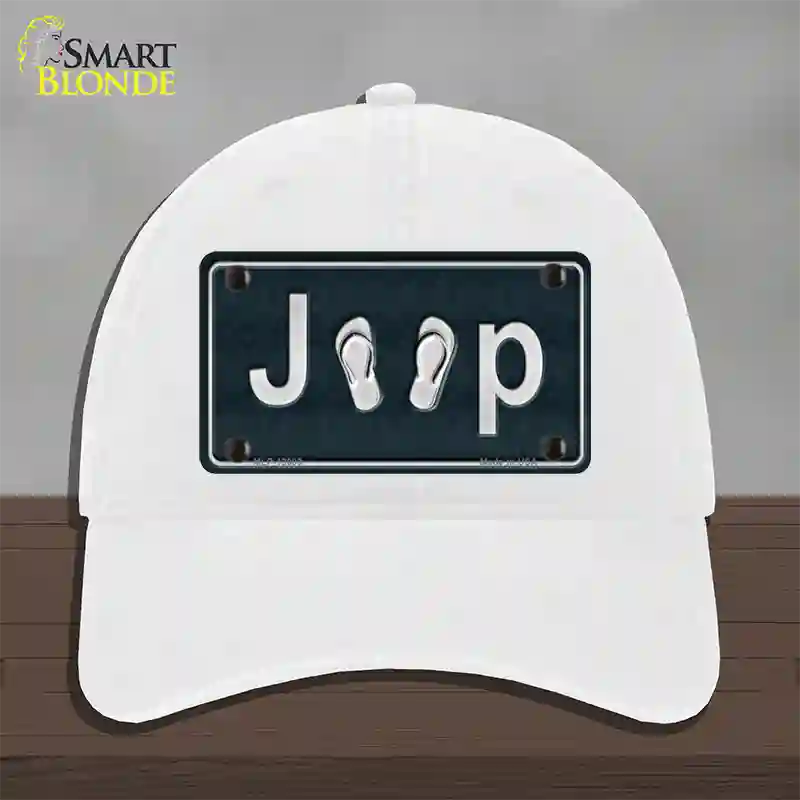 J**P Flipflop Novelty License Plate Hat Tag Unconstructed Cotton / White