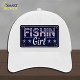 Fishin Girl Novelty License Plate Hat Tag Unconstructed Cotton / White