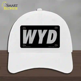 WYD Black Novelty License Plate Hat Tag Unconstructed Cotton / White