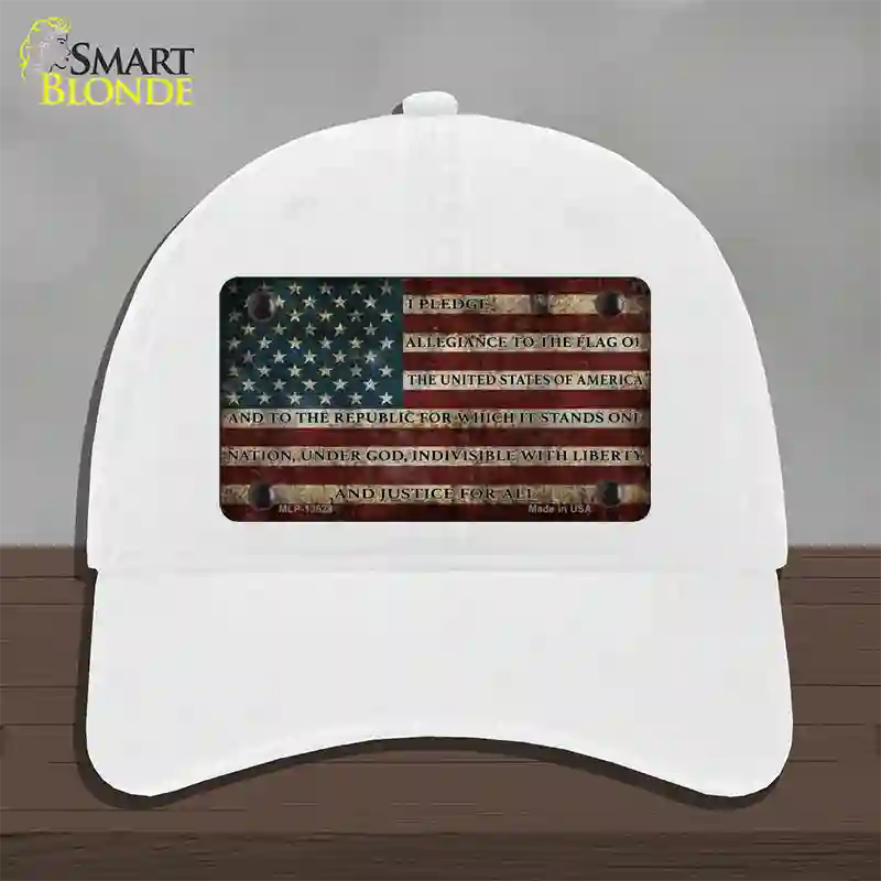 I Pledge Allegiance Flag Novelty License Plate Hat Tag Unconstructed Cotton / White