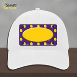 Yellow Purple Polka Dot Center Oval Novelty License Plate Hat Unconstructed Cotton / White