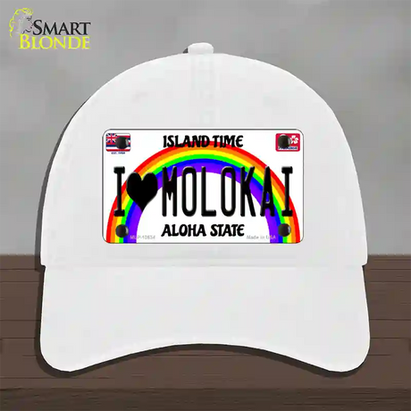 I Heart Molokai Novelty License Plate Hat Tag Unconstructed Cotton / White