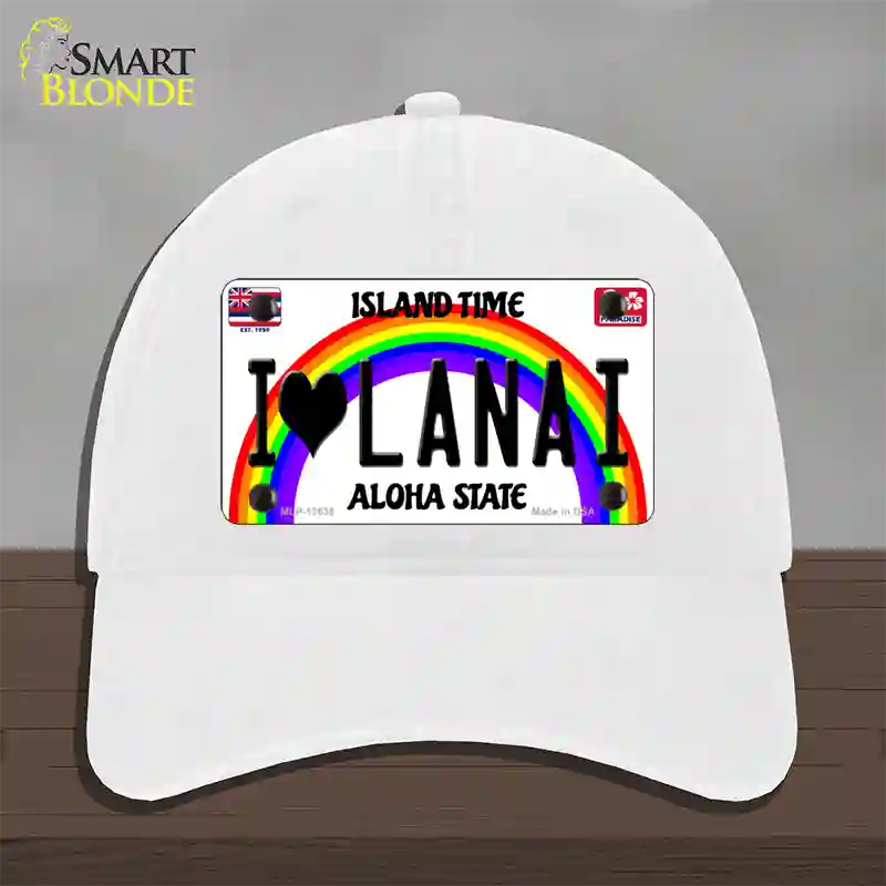 I Heart Lanai Novelty License Plate Hat Tag Unconstructed Cotton / White