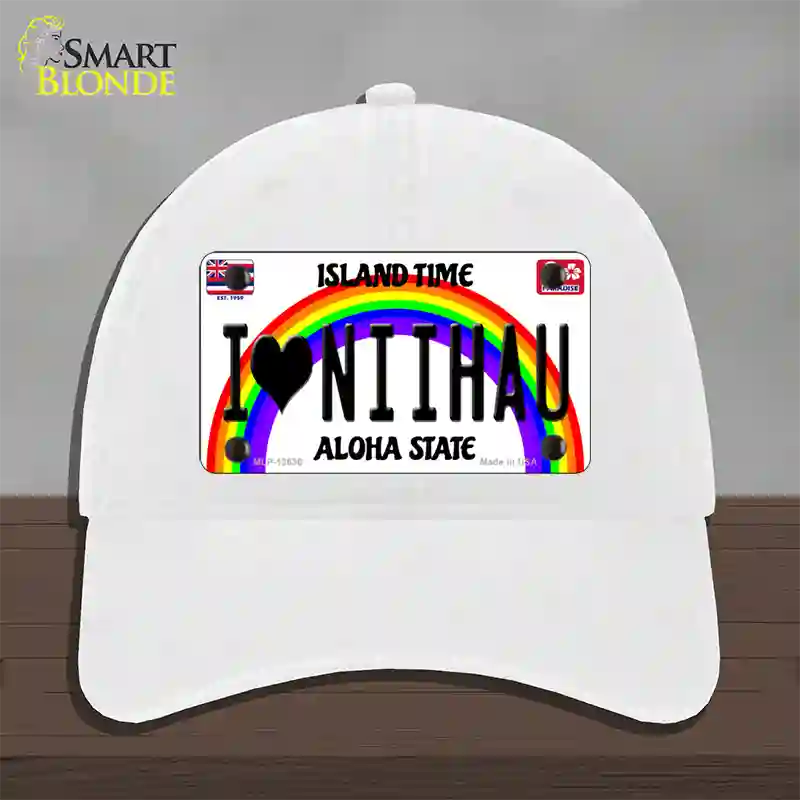 I Heart Niihau Novelty License Plate Hat Tag Unconstructed Cotton / White