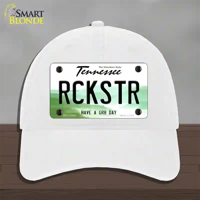 Rockstar Novelty License Plate Hat Tag Unconstructed Cotton / White