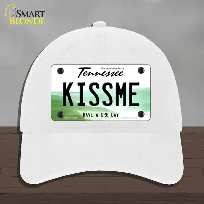 Kiss Me Novelty License Plate Hat Tag Unconstructed Cotton / White