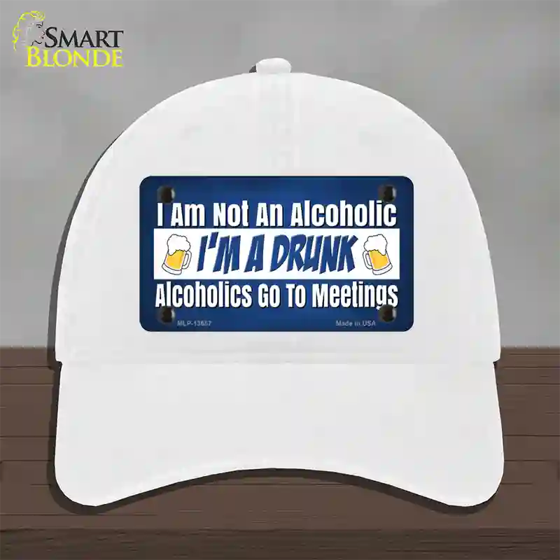 Im A Drunk Novelty License Plate Hat Tag Unconstructed Cotton / White