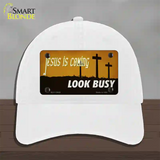 Jesus Is Coming Novelty License Plate Hat Tag Unconstructed Cotton / White