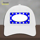 White Royal Blue Polka Dot Center Oval Novelty License Plate Hat Unconstructed Cotton / White