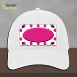 Hot Pink White Polka Dot Center Oval Novelty License Plate Hat Unconstructed Cotton / White