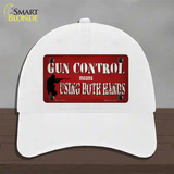 Gun Control Use Both Hands Novelty License Plate Hat Tag Unconstructed Cotton / White