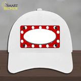 White Red Polka Dot Center Oval Novelty License Plate Hat Unconstructed Cotton / White