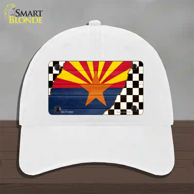 Arizona Racing Flag Novelty License Plate Hat Tag Unconstructed Cotton / White