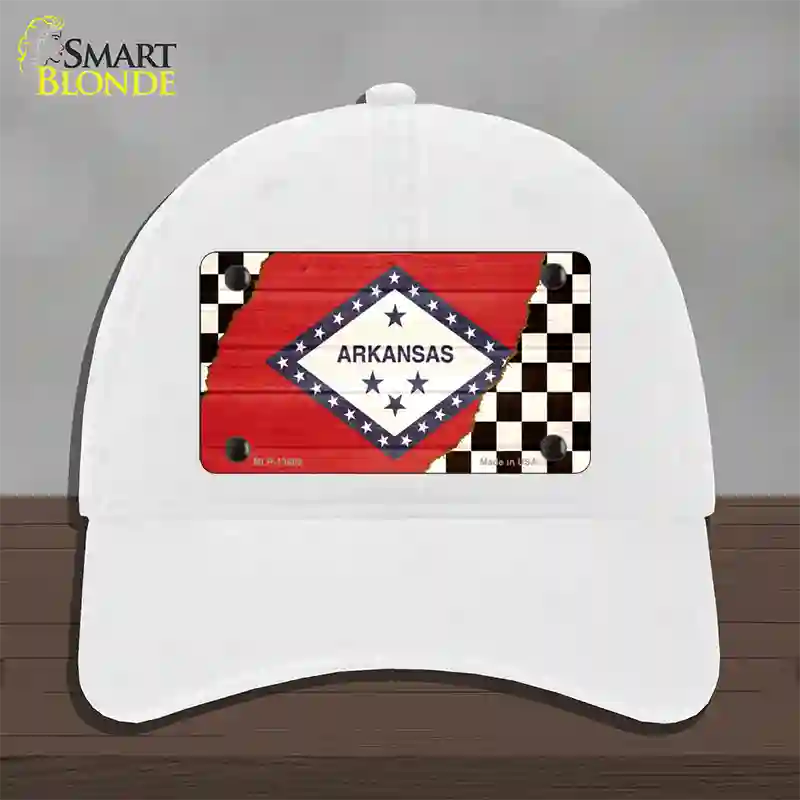 Arkansas Racing Flag Novelty License Plate Hat Tag Unconstructed Cotton / White